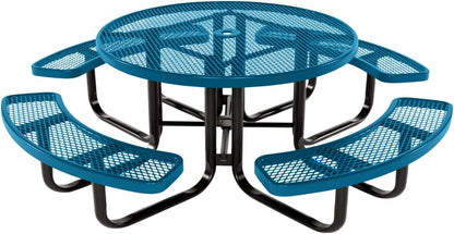 Coated Outdoor Furniture Heavy-Duty Portable Outdoor Kids Table with Umbrella Hole, Expanded Metal