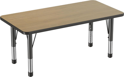 Factory Direct Partners FDP Rectangle (24 x 48 inch) Classroom Table with Adjustable Chunky Toddler