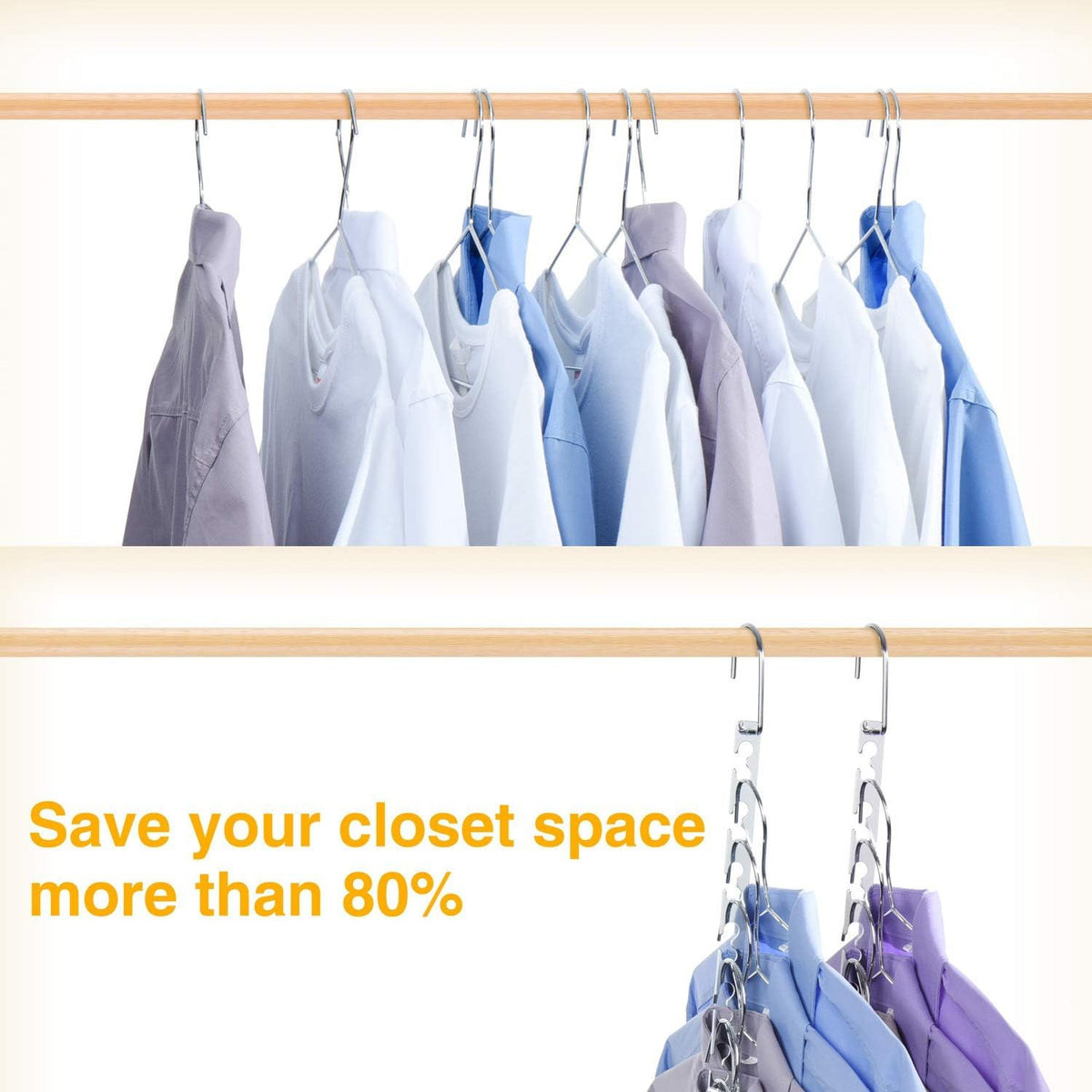 HOUSE DAY Space Saving Hangers for Clothes 4 Pack, Heavy Duty Hanger Organizer | 30 Lbs Capacity |