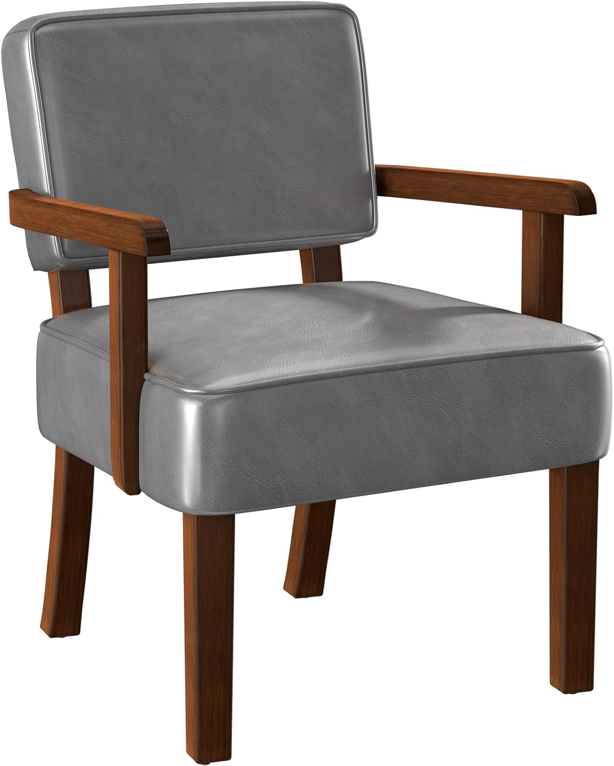 PU Leather Accent Chair, Oversized Living Room Chairs with Soft Seat and Armrests, Armchair for