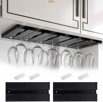 2Pcs Wine Glass Holder，Stemware Rack Plastic Punch-free Hanging Under Cabinet for Bar,Kitchen and
