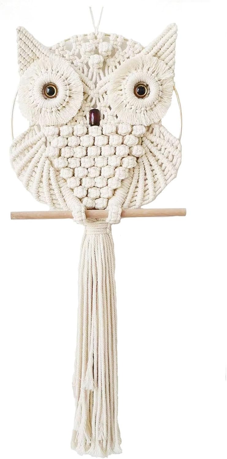 Achart Owl Macrame Wall Hanging-Hand Woven Boho Tapestry-Macrame Wall Decor -Owl Decor for Bedroom