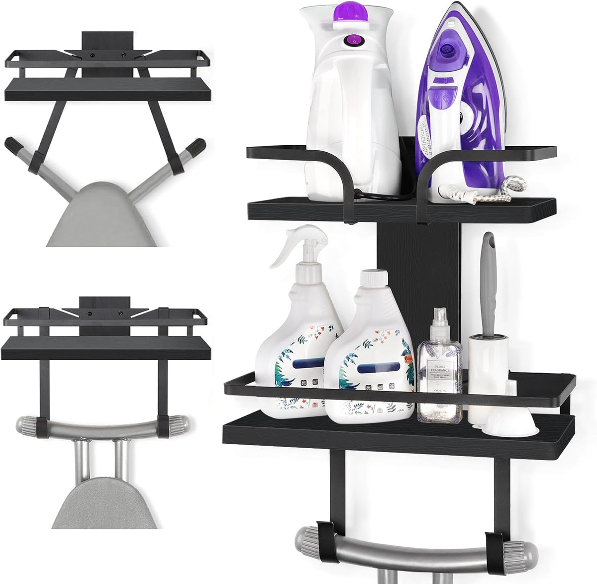 VINAEMO Ironing Board Hanger Wall Mount, 2-Layer Iron and Ironing Board Holder, Laundry Room