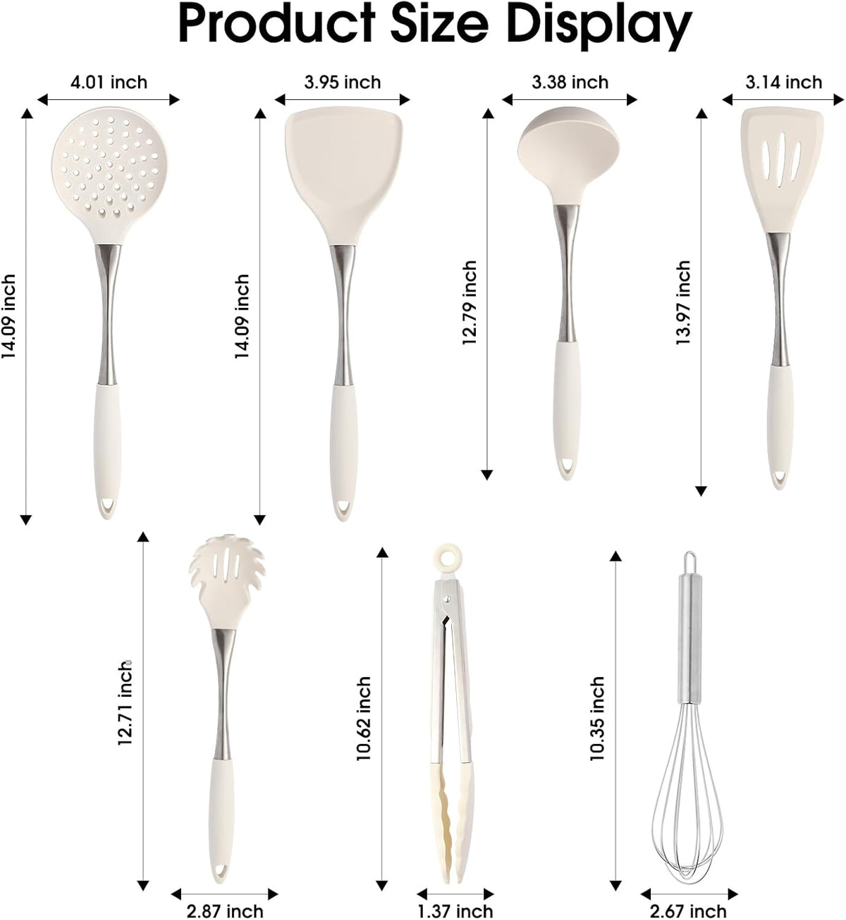 Premium White Silicone Cooking Utensils Set-Non-Toxic, Heat Resistant, BPA Free Kitchen Utensils