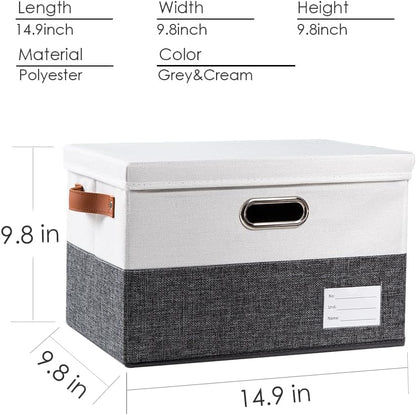 PRANDOM Foldable Storage Bins with Lids [3-Pack] Fabric Collapsible Storage Boxes Baskets Cubes