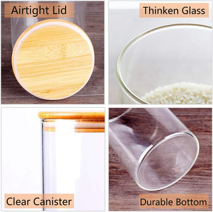 Glass Rice Storage Containers, 60 FL OZ (1800ml) Kitchen Food Jars with Airtight Lid, Stackable