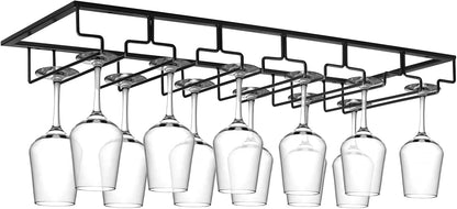 Xverycan Wine Glass Rack Under Cabinet, 6 Row Extreme Large Stemware Hanger, Metal Wine Goblet