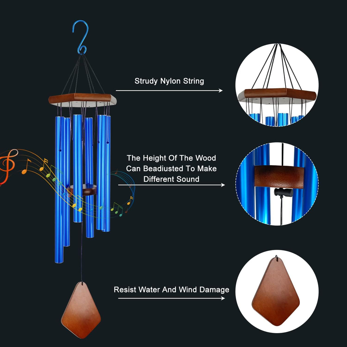 Wind Chimes for Outside, Windchime Outdoor with 6 Tuned Tubes, Elegant Chime for Garden Patio