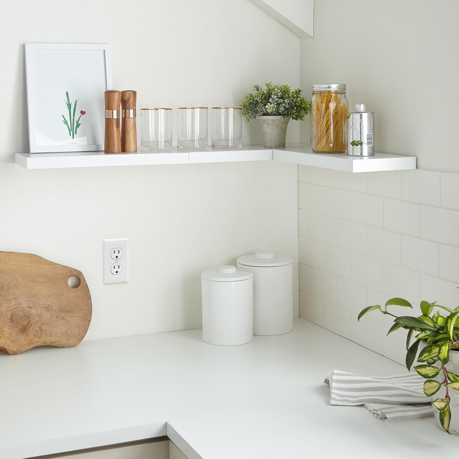 BAYKA Floating Shelves for Wall – Rustic Wood Wall Shelves with Metal Brackets for Bathroom