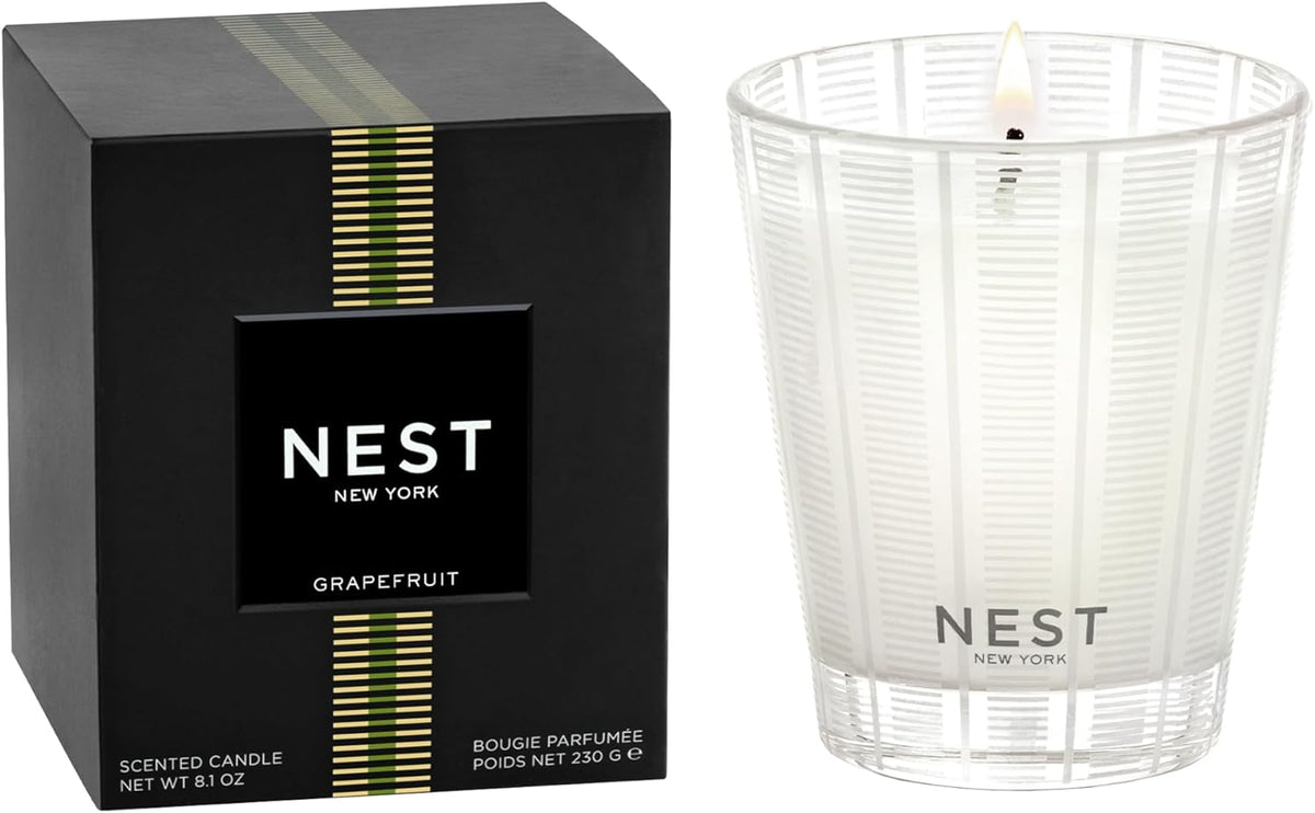 NEST New York Scented Classic Candle, Grapefruit - 8.1 oz - Up to 60-Hour Burn Time - Reusable