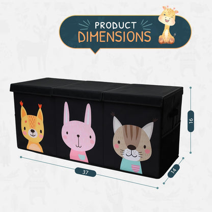 Extra Large Toy Storage Organizer with Lid - Sturdy, Collapsible Toy Chest Storage Box with Cute