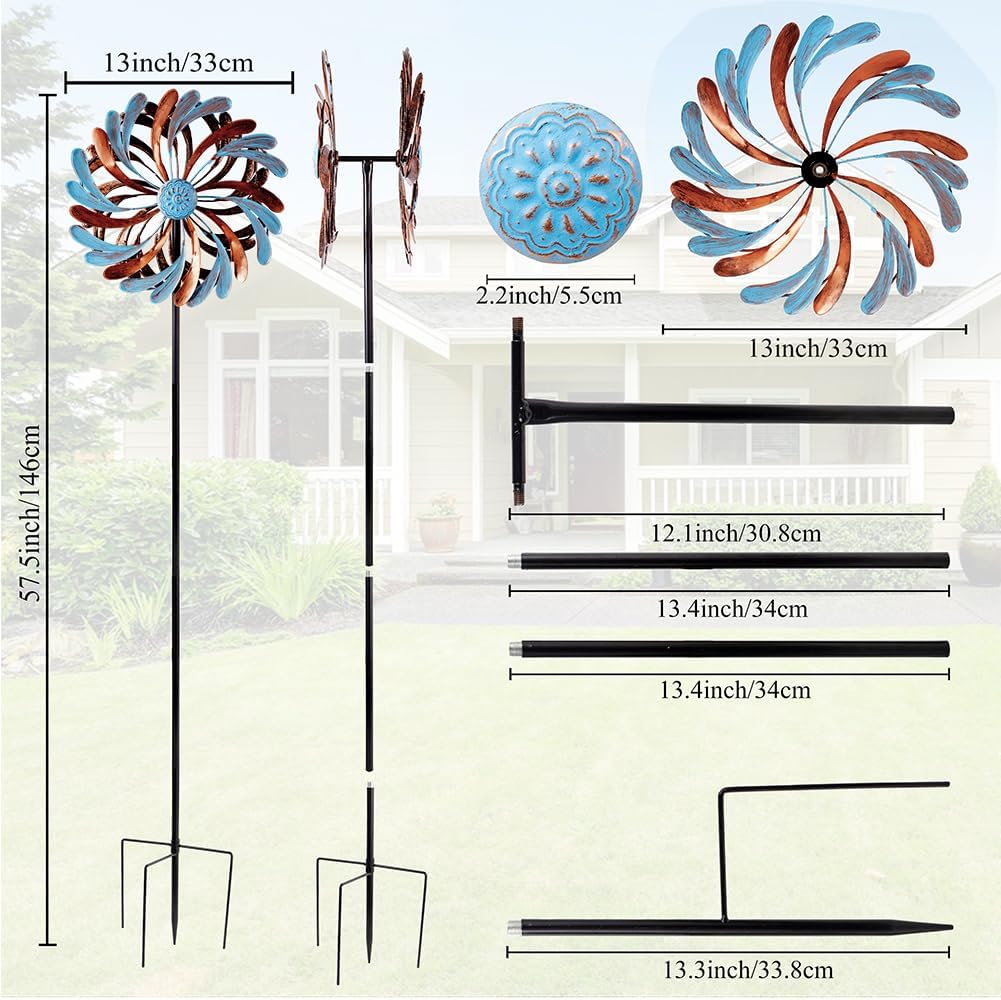Viveta Wind Spinner for Yard and Garden, Metal Windmill Spinning Kinetic Wind Spinners for Outside
