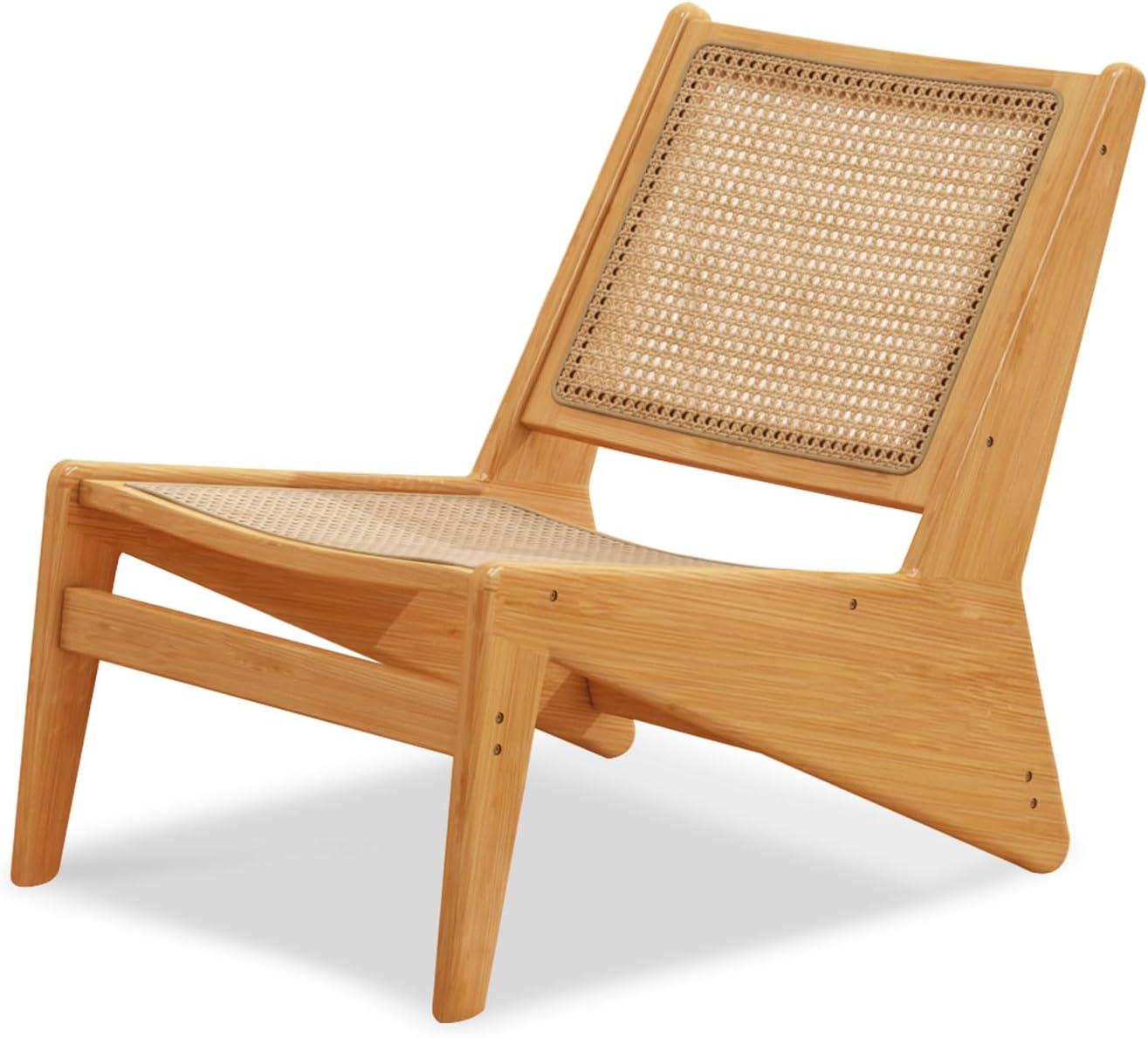 Rattan Accent Chair for Living Room, Mid Century Side Chair, Comfy Bamboo Chairs for Bedroom