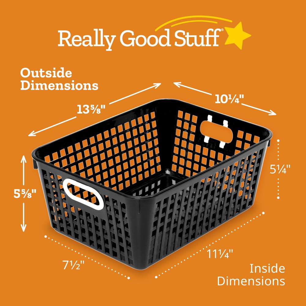 Really Good Stuff Large Plastic Book Baskets, 13.25" by 10" by 5.5"-12-Pack