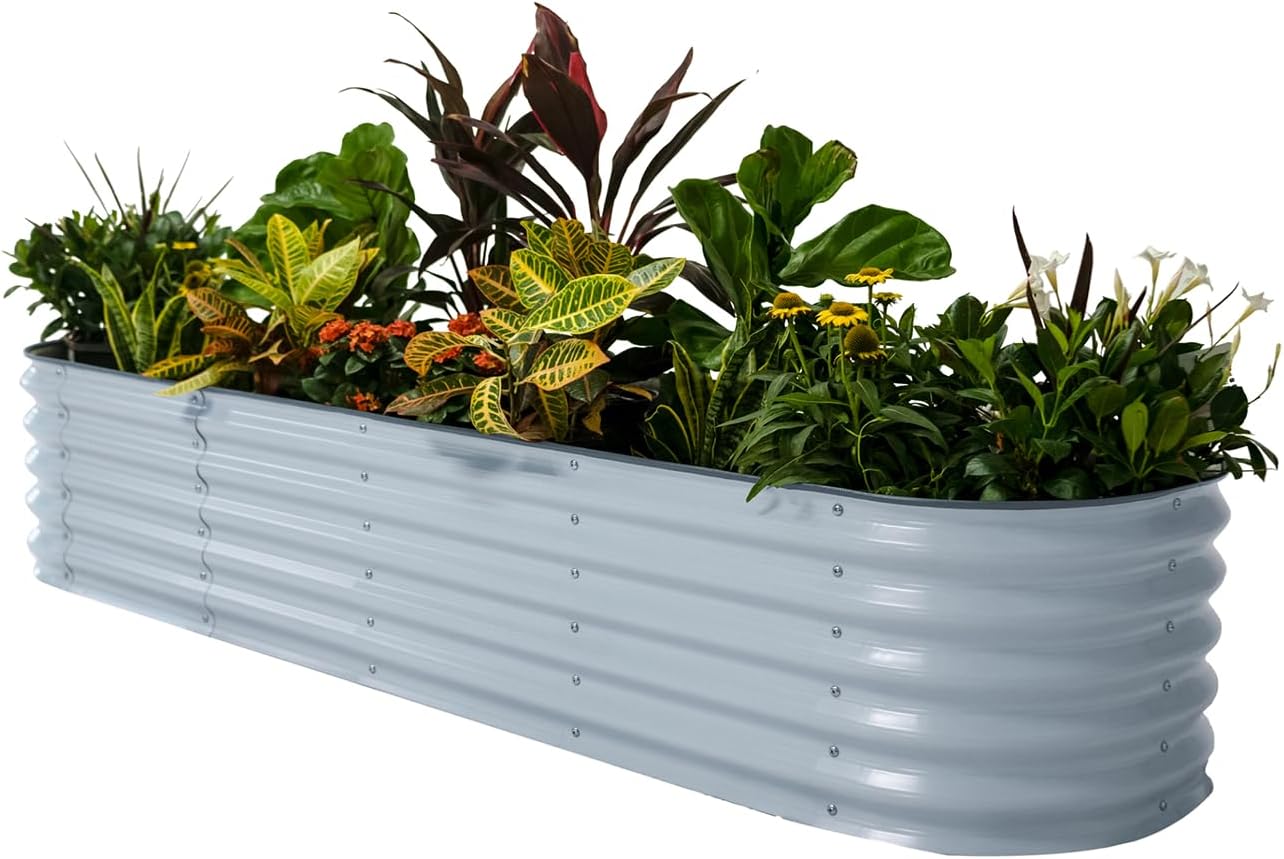 Vego garden Raised Garden Bed Kits, 17" Tall 9 in 1 8ft x 2ft Metal Raised Planter Bed for