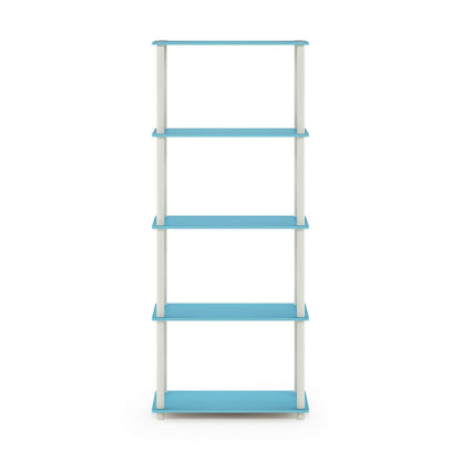 Furinno TURN-N-TUBE Storage Shelves, 5-Tier Book Shelf, Corner Shelf, Toolless Open Shelves, for