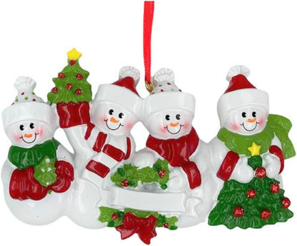 3D Winter Snowman Family of 4 Christmas Ornament 2025 Personalized Family Christmas Ornaments 2025