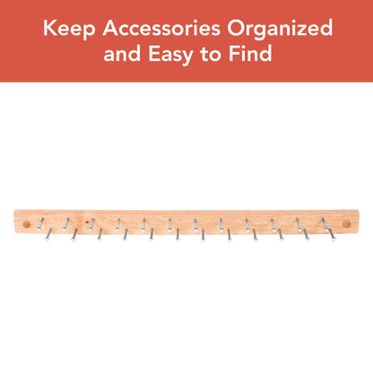 Spectrum Wood Peg Rack for Wall Mount Storage 24 Peg Hanging Tie Belt Scarf Coat Rack Hanger for