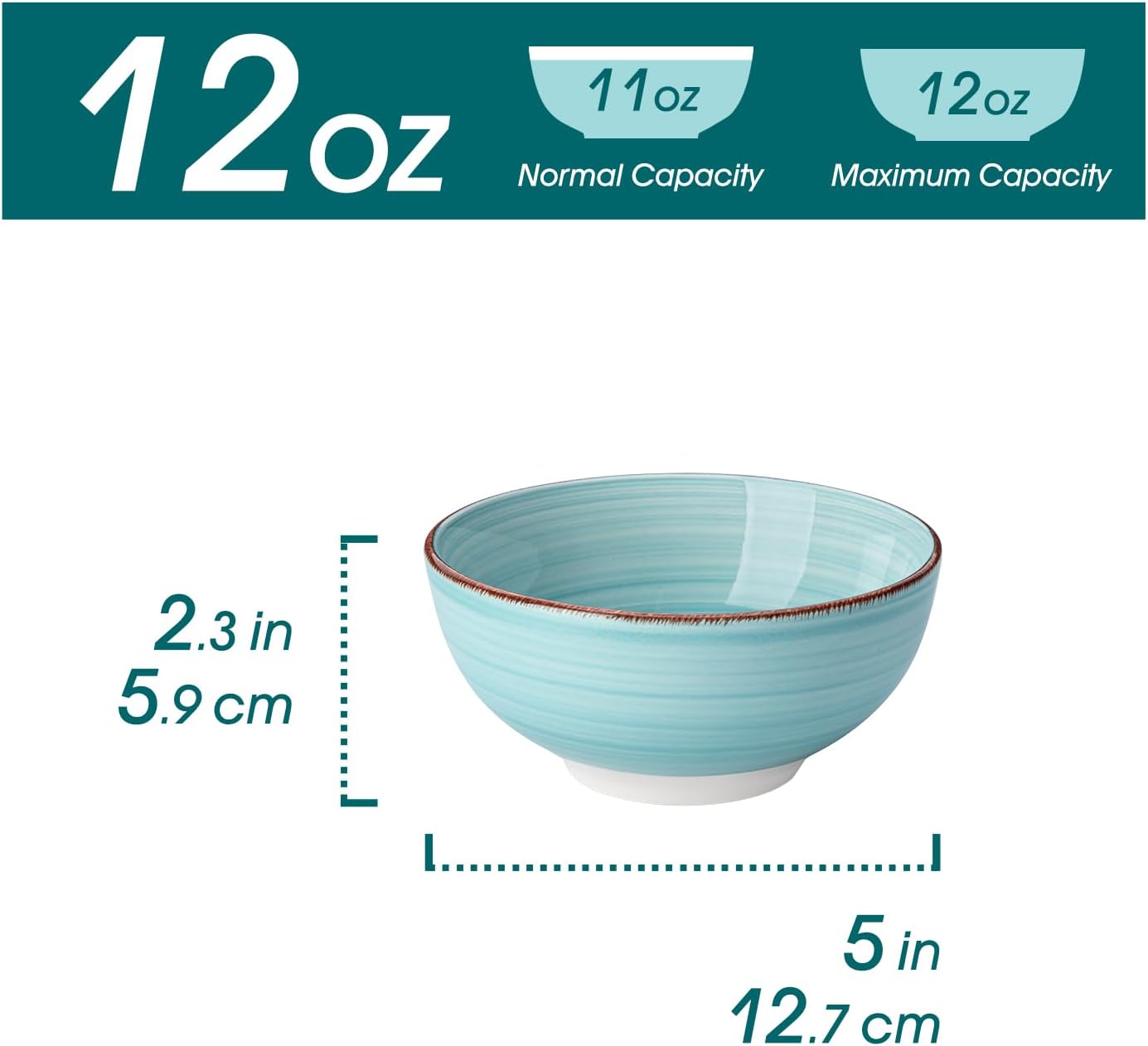 vancasso Bonita 12 Oz Small Bowls Set of 6, Ceramic Mini Dessert & Dipping Dishes, 5" Kids Bowls