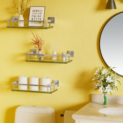 Alise Glass Shelves for Bathroom Wall, Tempered Glass Bathroom Shelf Wall Mounted, Modern Space