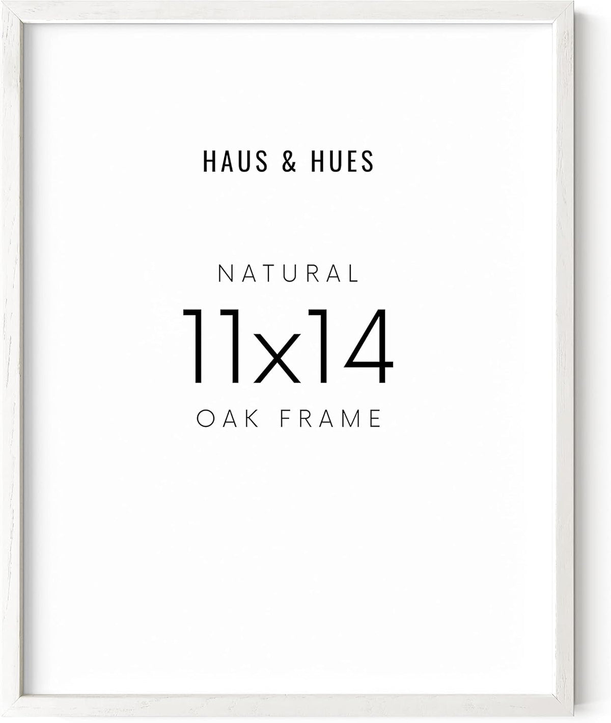 HAUS AND HUES White Oak Wood 11x14 Picture Frame - Modern Wood Wall Art Display - Lightweight White