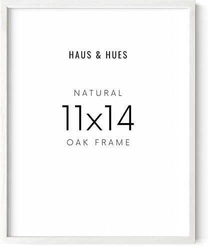 HAUS AND HUES White Oak Wood 11x14 Picture Frame - Modern Wood Wall Art Display - Lightweight White