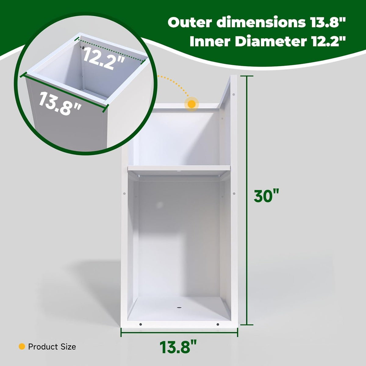White Steel Metallic Heavy Planter for Outdoor Plants Box 14"x14"x30" Metal Planter Spliced Flower