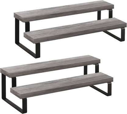 YINMIT Wooden Display Riser Stand, Tiered Perfume and Cologne Organizer Stand, 2 Tier Spice Rack