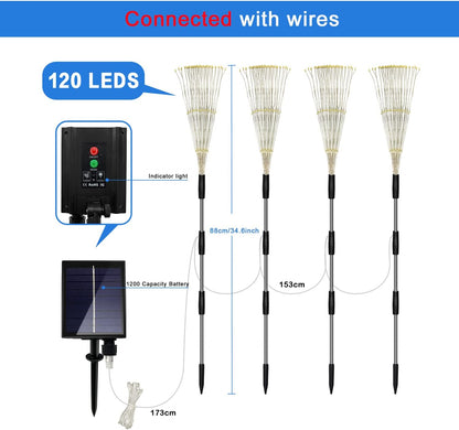 Unihoh Solar Garden Lights Outdoor, 4 Pack 120 LED Waterproof Decorative String Lights 8 Modes with