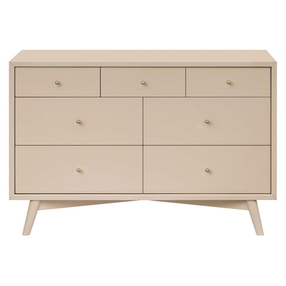 babyletto Palma 7-Drawer Assembled Double Dresser in Taupe, Greenguard Gold Certified