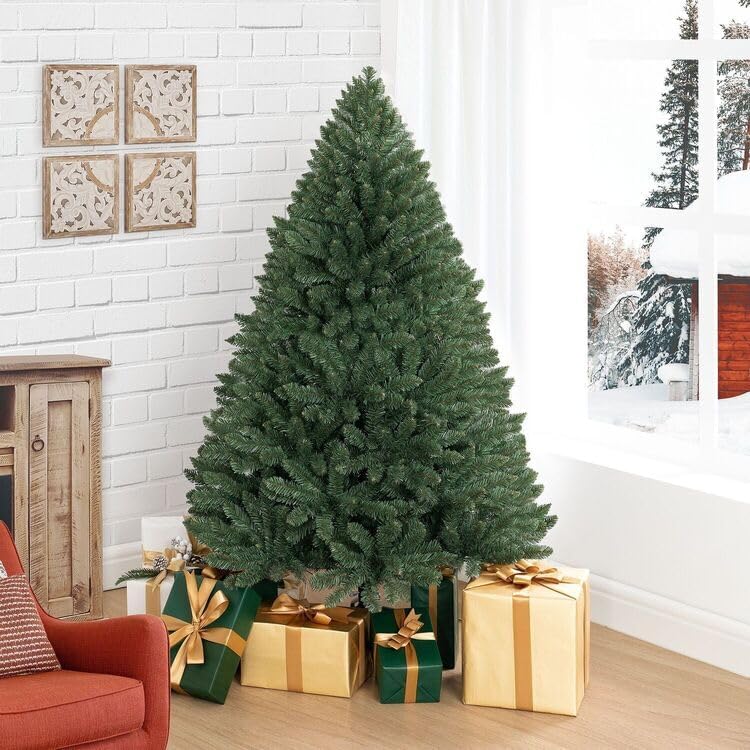 Naomi Home 4.5ft Christmas Tree with Lights Realistic Spruce Christmas Tree Prelit with Foot Pedal