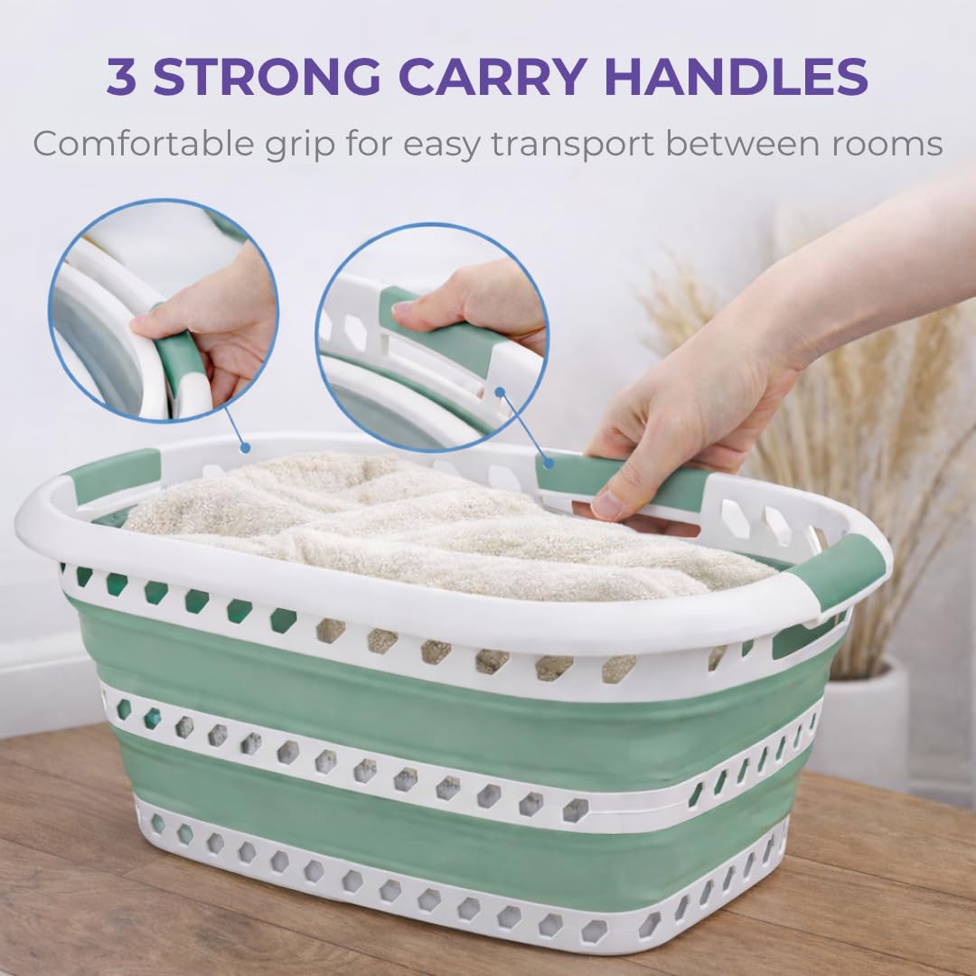 Laundry 360 Collapsible Laundry Basket | Portable | Space Saver Storage | Hold 2 Loads | Store