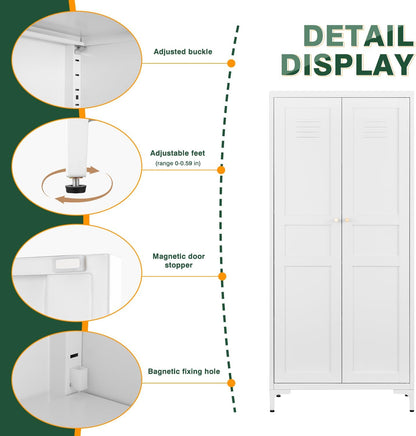 Letaya White Storage Cabinet with Feets-Metal Home Kitchen Pantry Cabinets with Doors and