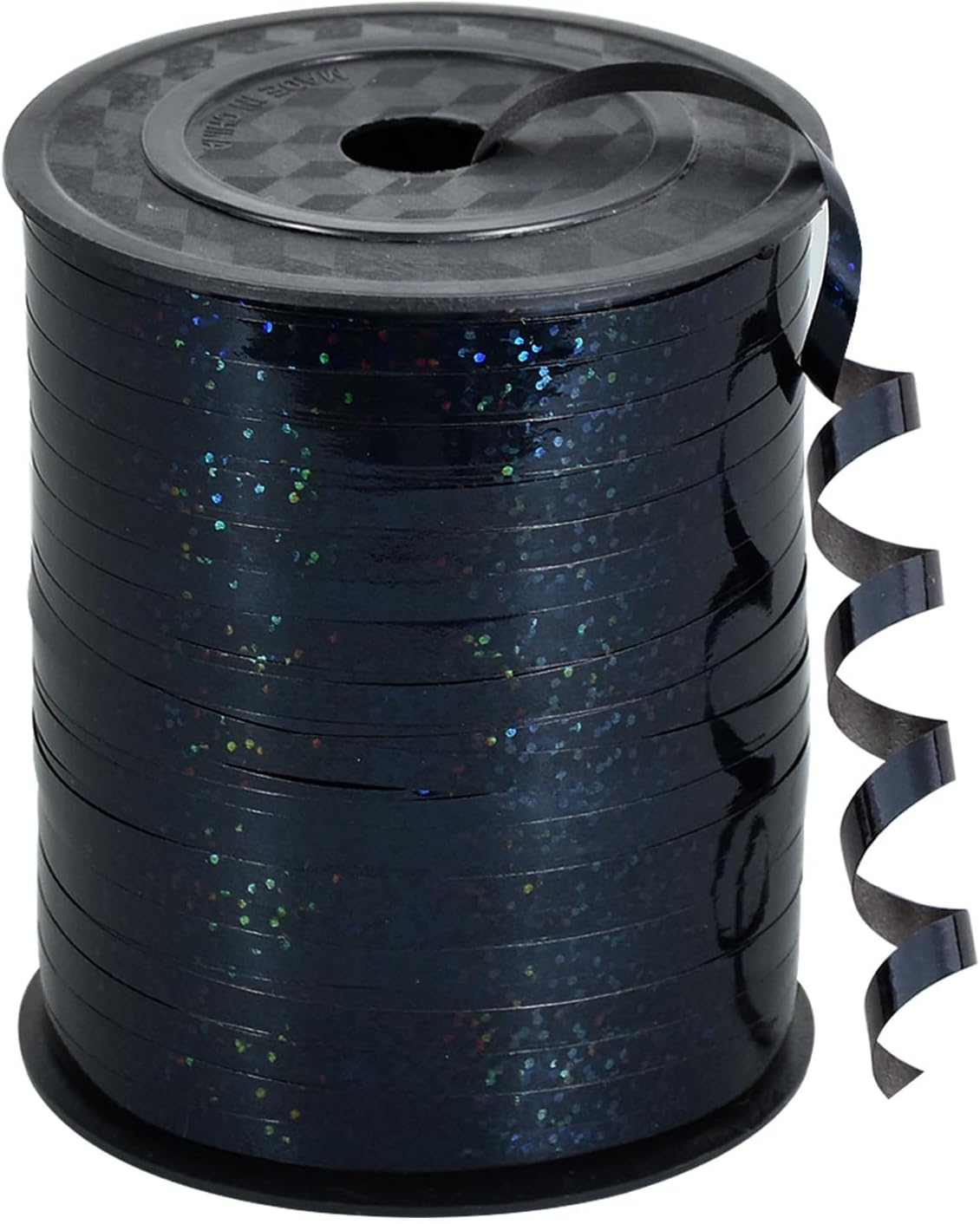 BEISHIDA 500 Yards Black Ribbon Crimped Curling Shiny Metallic Balloon String Roll Gift Wrapping