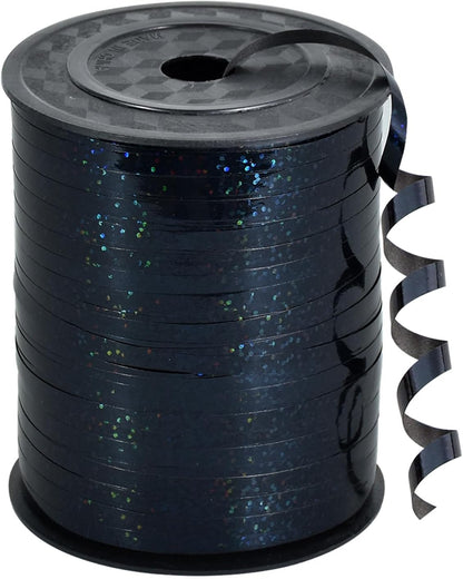 BEISHIDA 500 Yards Black Ribbon Crimped Curling Shiny Metallic Balloon String Roll Gift Wrapping