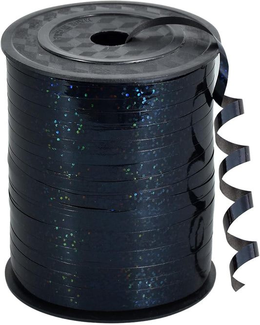BEISHIDA 500 Yards Black Ribbon Crimped Curling Shiny Metallic Balloon String Roll Gift Wrapping