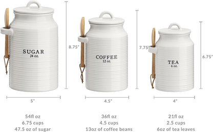 Barnyard Designs Canister Set for Kitchen Counter, Coffee Tea Sugar Container Ceramic Set