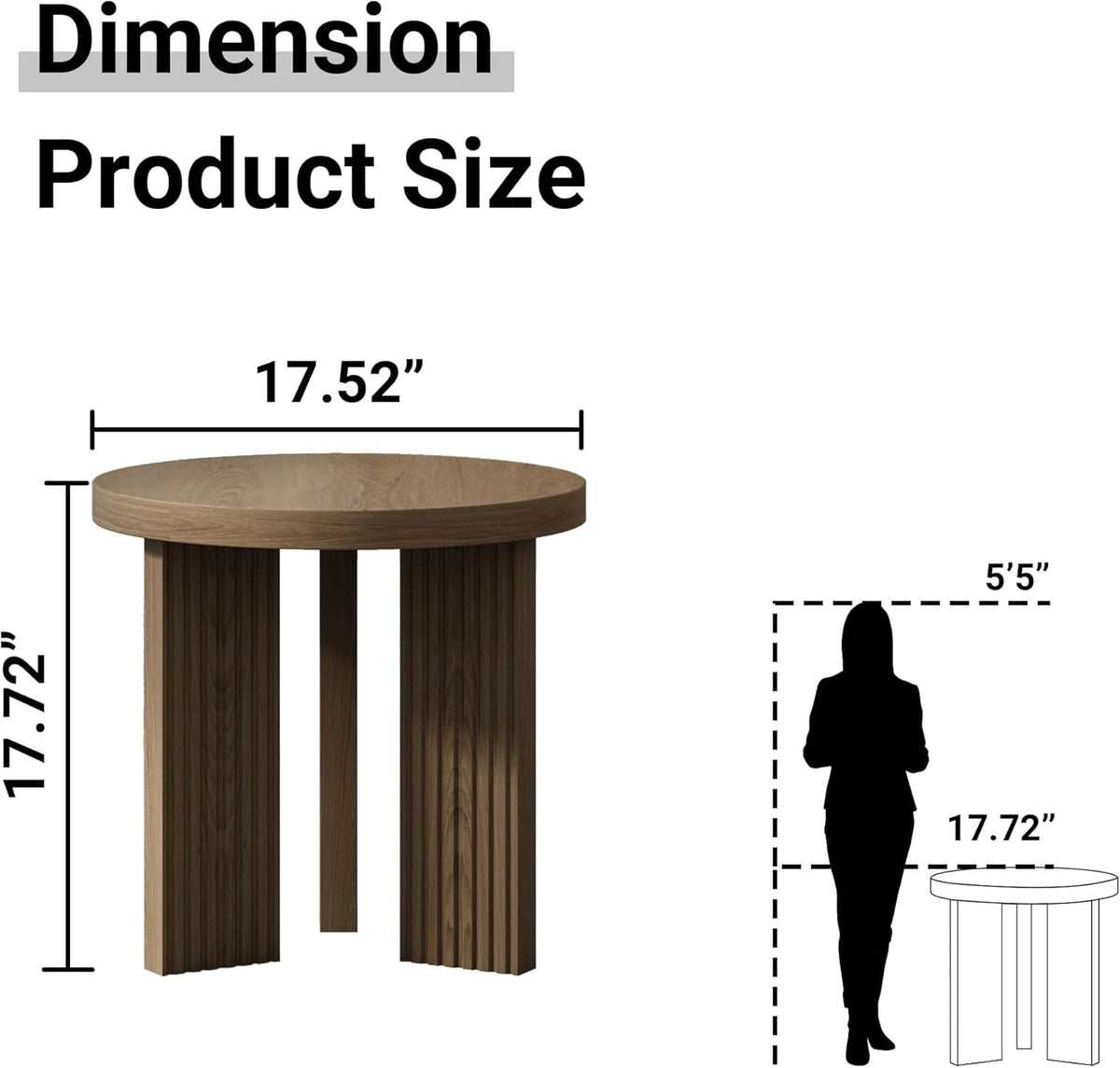 Small Round Side Table, 17.52" Coffee Table with Smooth Thick Mesa, Circle End Table with X Shaped