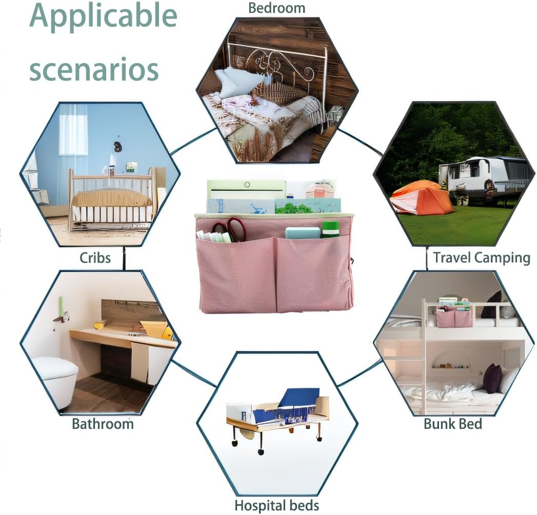 2-Pack Bedside Caddy Bedside Hanging Storage Basket Multi-Function Organizer Caddy for Bunk and