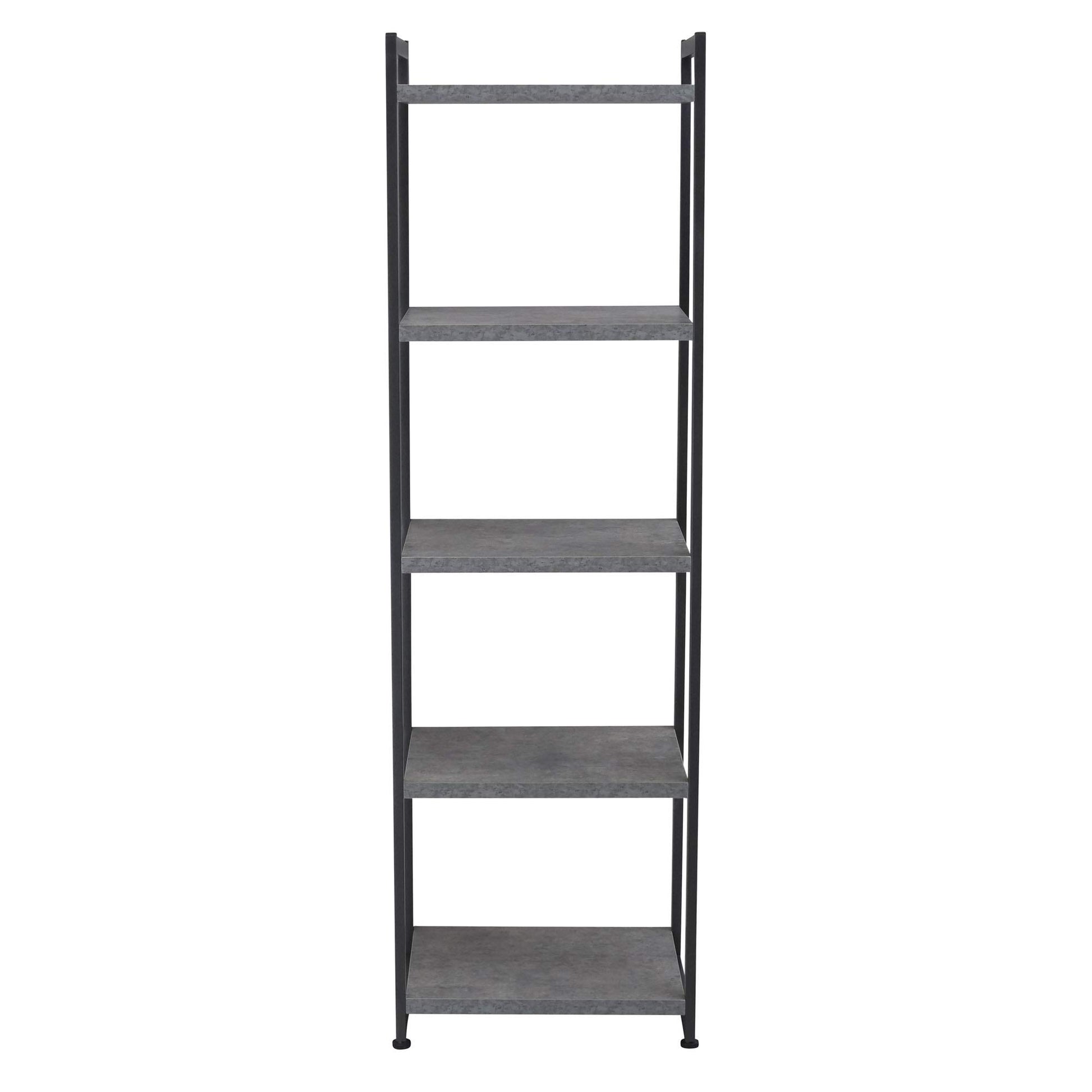 Household Essentials Slate Concrete & Iron Five-Shelf Tower Bookcase