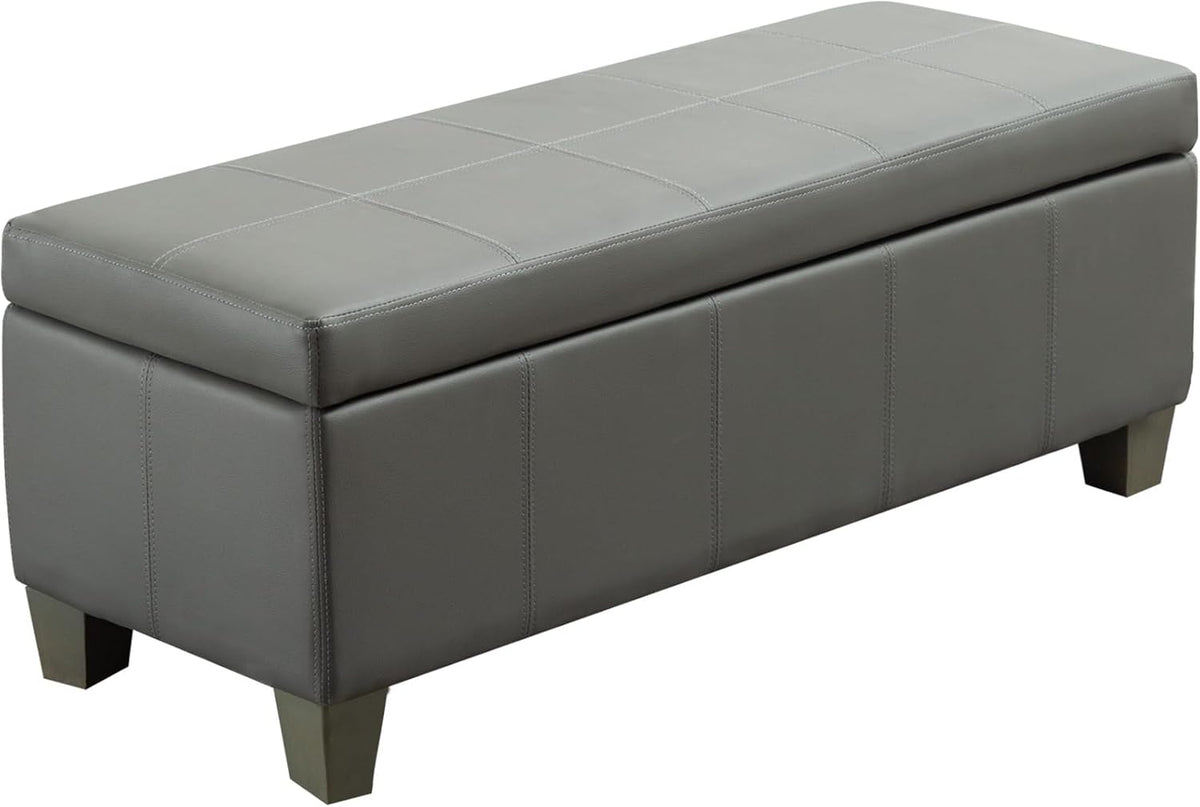 51 Inch Faux Leather Ottoman with Storage, End of Bed Bench with Large Storage, Rectangular Extra