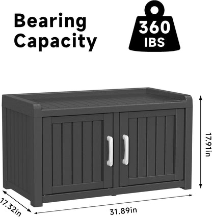 ROJIK Shoe Cabinet Waterproof UV-Resistant,Storage Bench Indoor Outdoor with Adjustable Shelves,for
