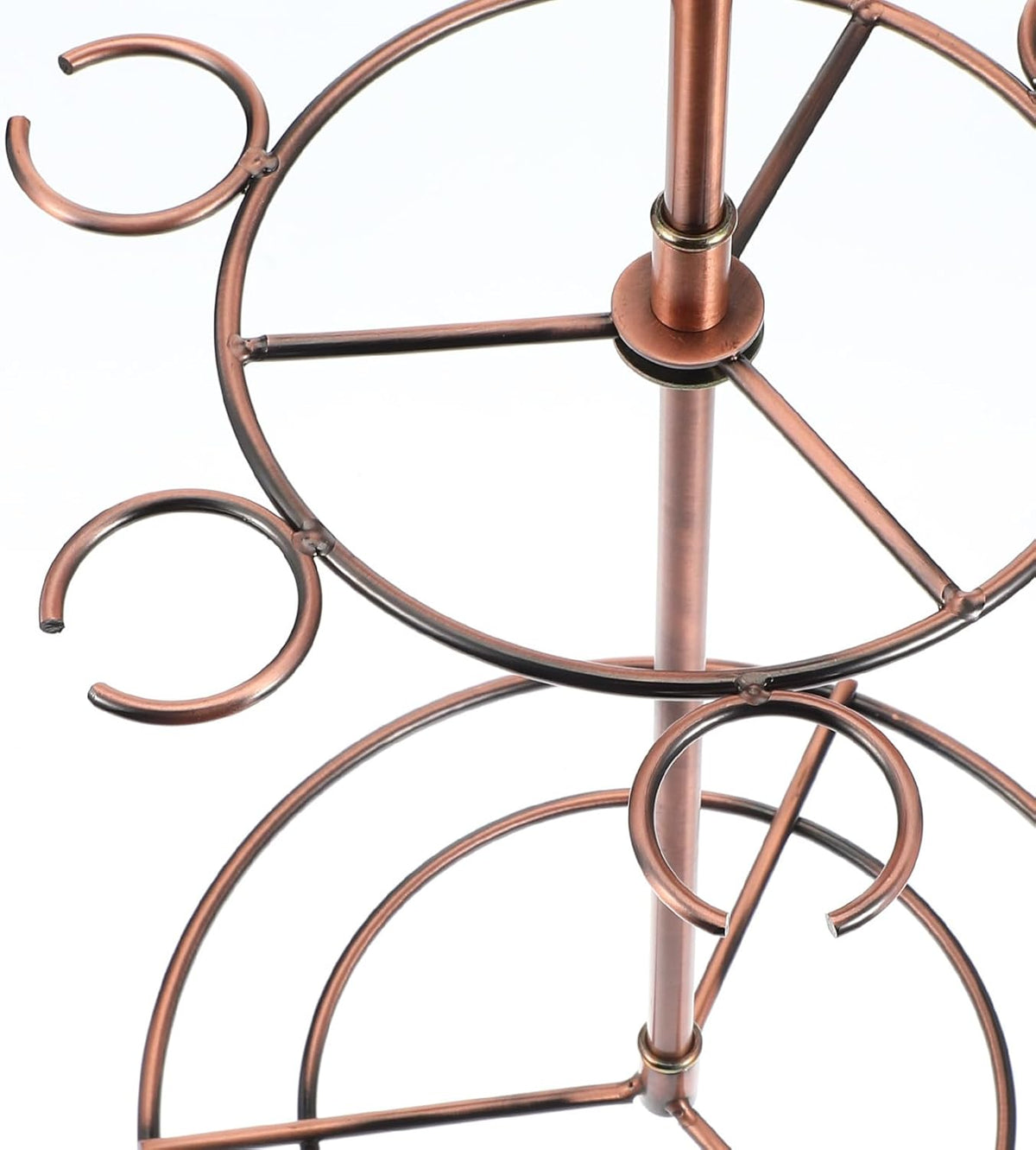 Black Metal Countertop Wine Glass Holder with Scrollwork Design, Freestanding Tabletop Stemware