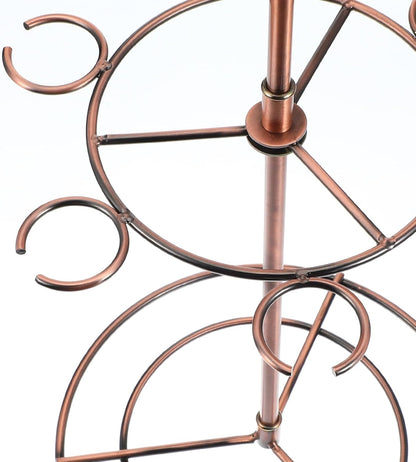 Black Metal Countertop Wine Glass Holder with Scrollwork Design, Freestanding Tabletop Stemware