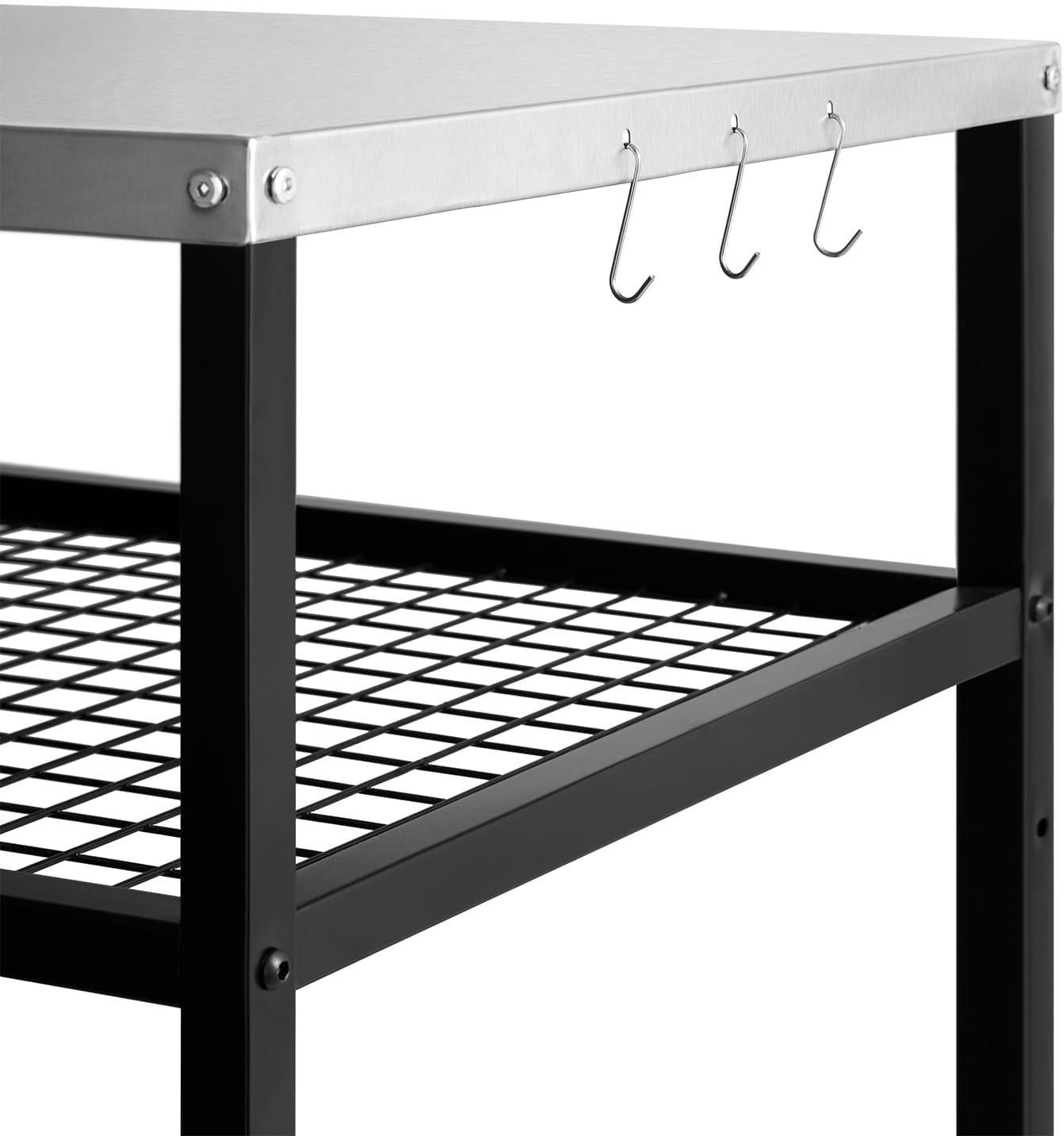 Stainless Steel Grill Cart with Cover Pizza Oven Stand with Water-Proof Cover Trolley Table with