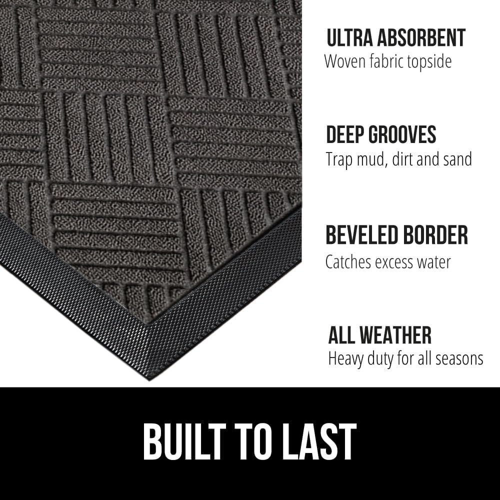 GORILLA GRIP 100% Waterproof All-Season WeatherMax Doormat, 72x24, US Designed Natural Rubber