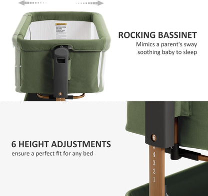 3 in 1 Baby Bassinet, Rocking Bassinet, Bedside Bassinet, 6-Height Adjustable, Bassinet Bedside