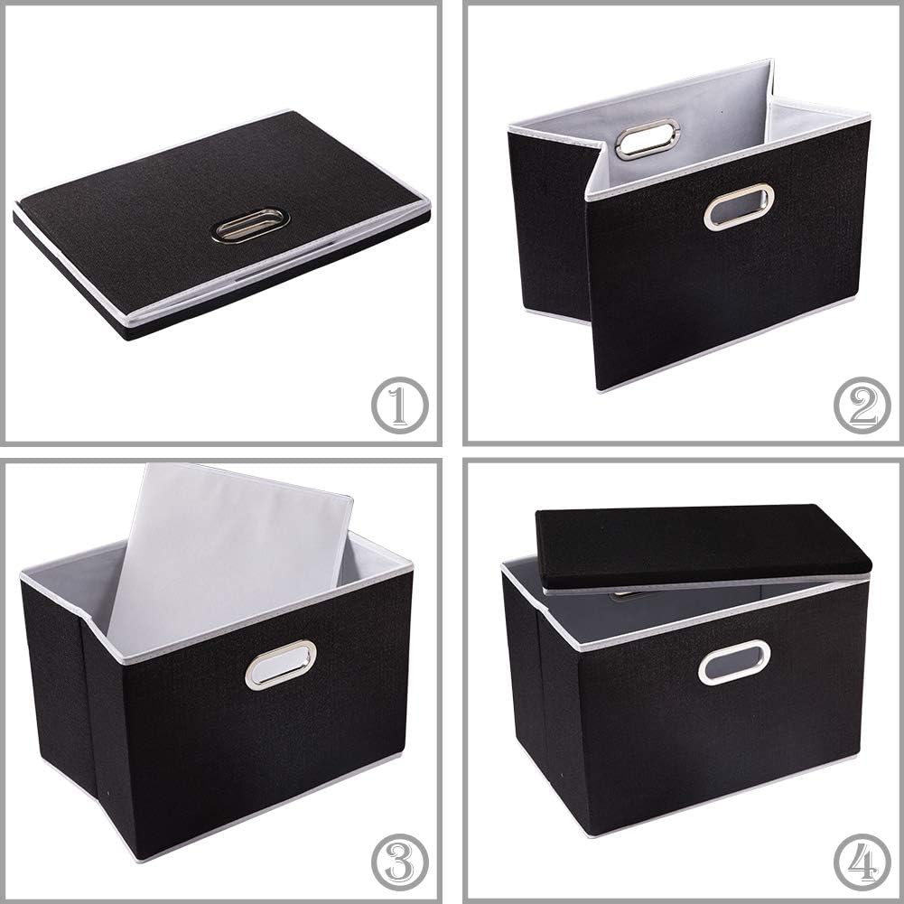 PRANDOM Large Foldable Storage Boxes with Lids [5-Pack] Organizer Containers Baskets Cube with