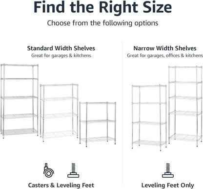 Amazon Basics 3-Shelf Adjustable Heavy Duty Steel Wire Rack Storage Shelving Organizer for Kitchen