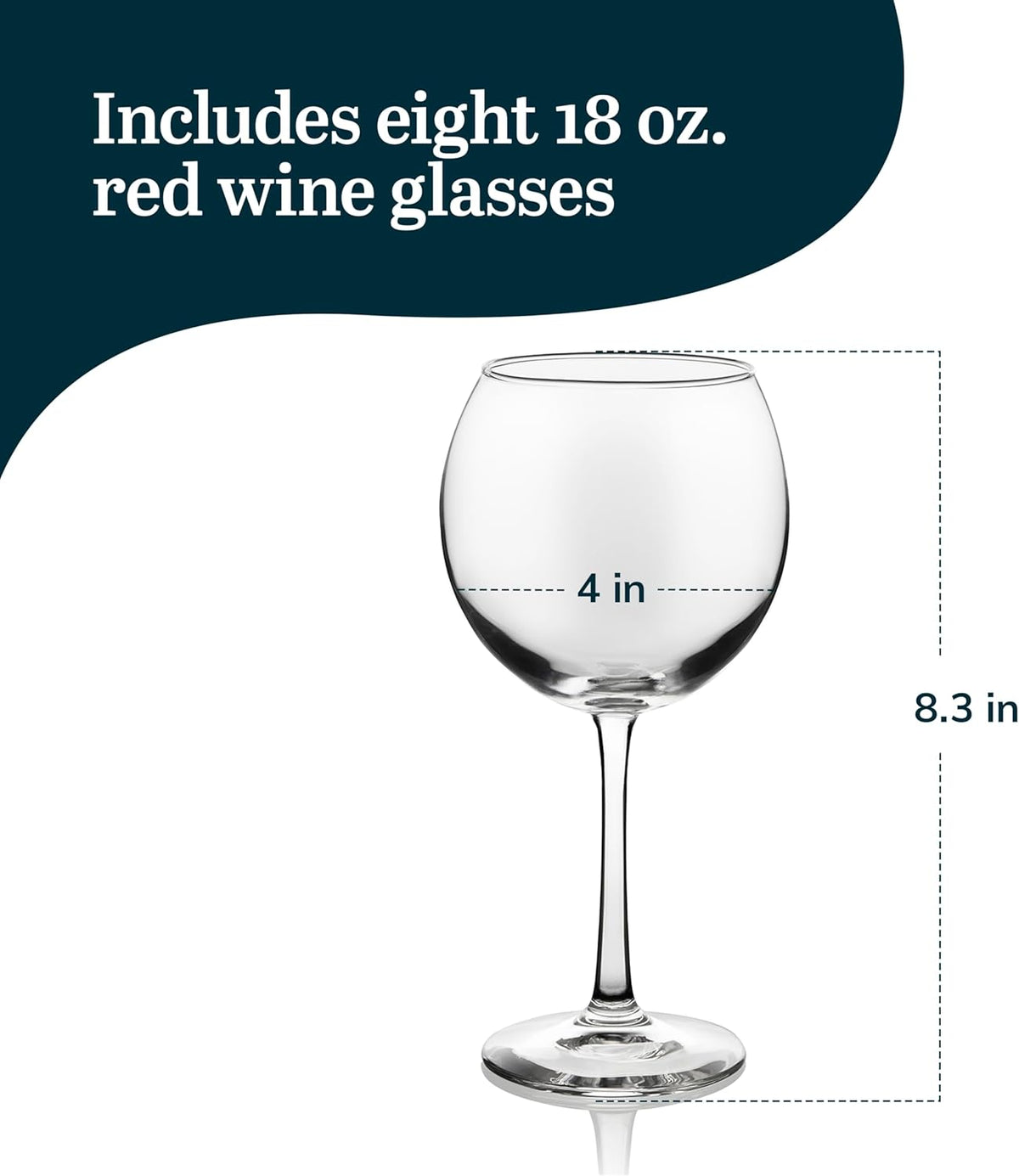 Libbey Midtown Red Wine Glass Set, 18.25 Oz Elegant Large Red Wine Glasses Set of 8, Long Stem